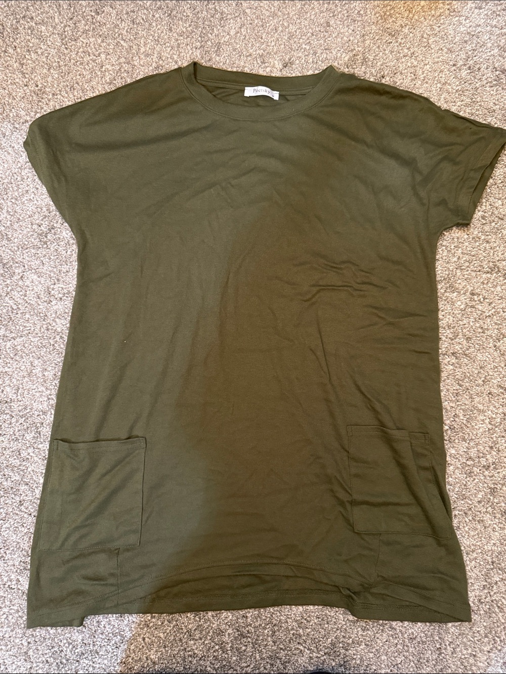 Poetsky Olive Green Short Sleeve Top